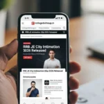 RRB JE City Intimation Slip 2026