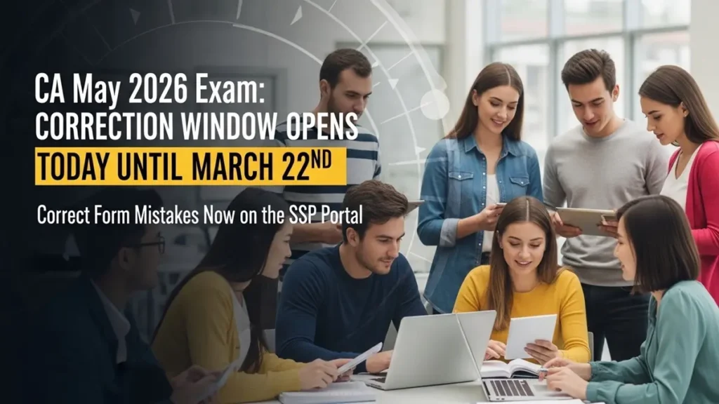 CA May 2026 Exam: आज से 22 मार्च तक Correction Window Open — Form में गलती है तो अभी Fix करें SSP Portal पर